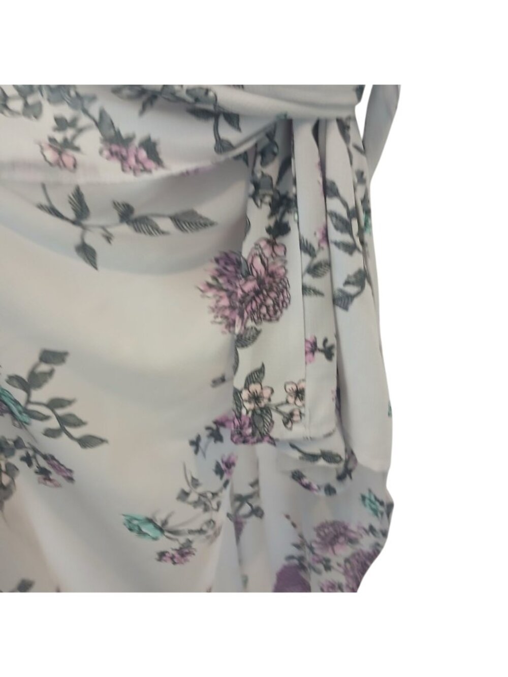 Candies Floral Maxi Romper Sz S Dress Purple V-Neck Belted Flutter Sleeves #H34 - Picture 10 of 13